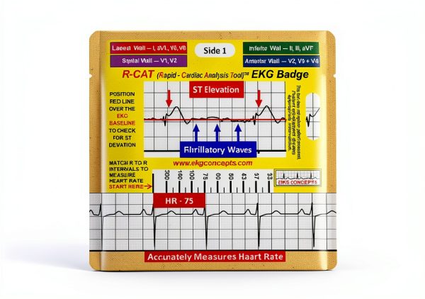 R-CAT EKG Badge by EKG Concepts - Red Plastic Cardiac Diagnostic Tool-2