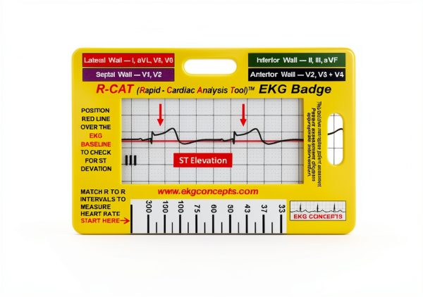 R-CAT EKG Badge by EKG Concepts - Red Plastic Cardiac Diagnostic Tool-1