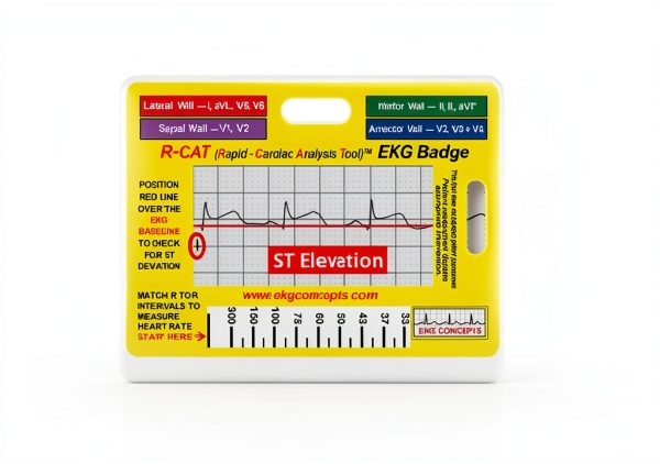 R-CAT EKG Badge by EKG Concepts - Red Plastic Cardiac Diagnostic Tool-4