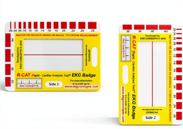 R-CAT EKG Badge by EKG Concepts - Red Plastic Cardiac Diagnostic Tool-3